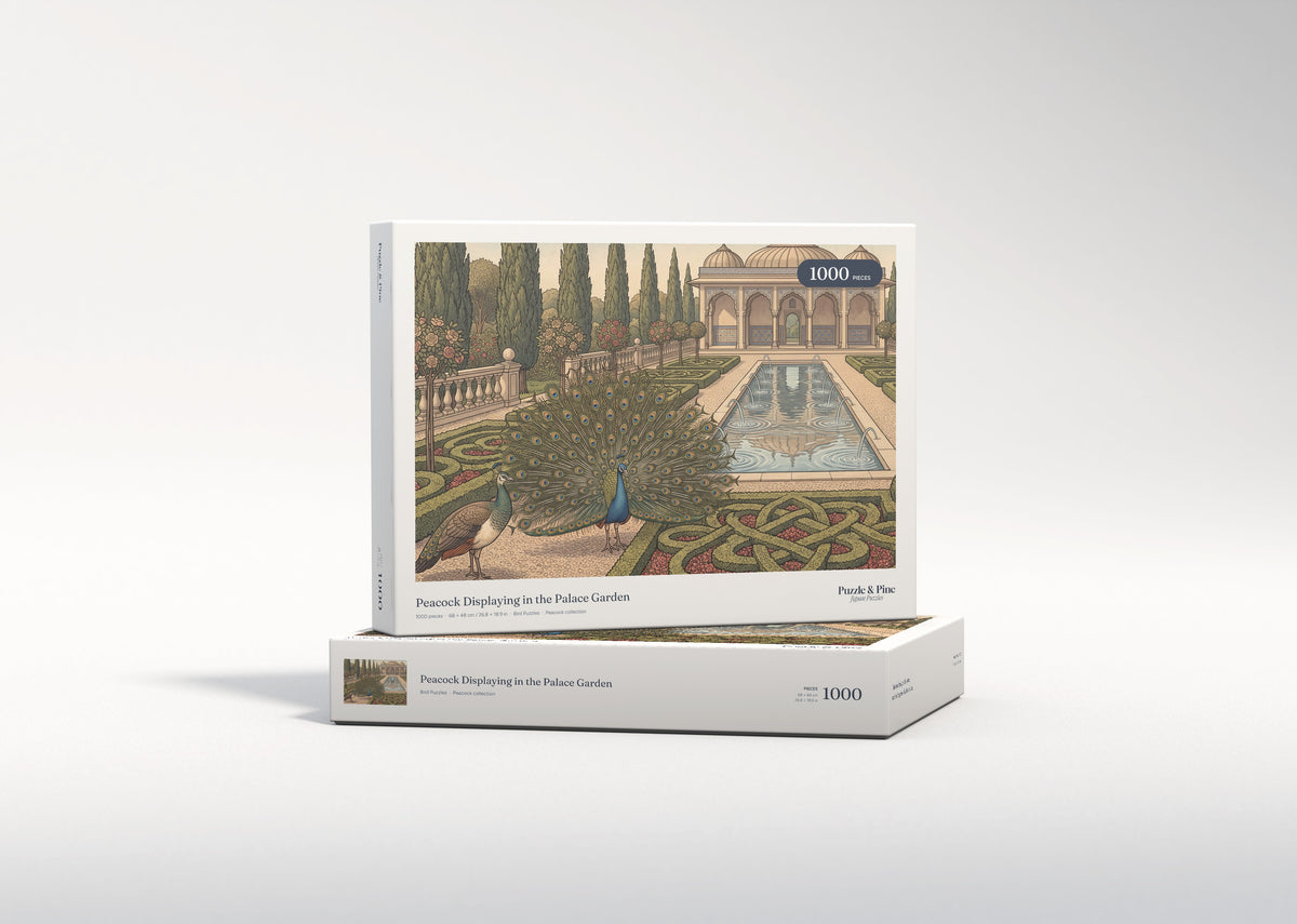 Peacock Displaying in the Palace Garden jigsaw puzzle - gift box