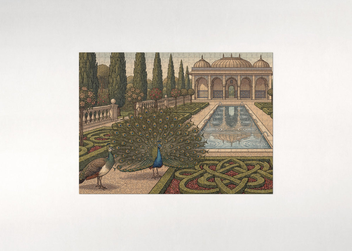 Peacock Displaying in the Palace Garden jigsaw puzzle - flat puzzle