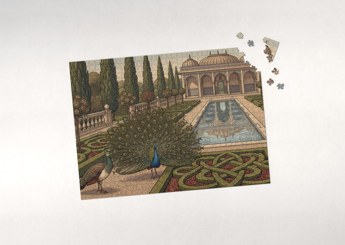 Peacock Displaying in the Palace Garden jigsaw puzzle - puzzle with loose pieces