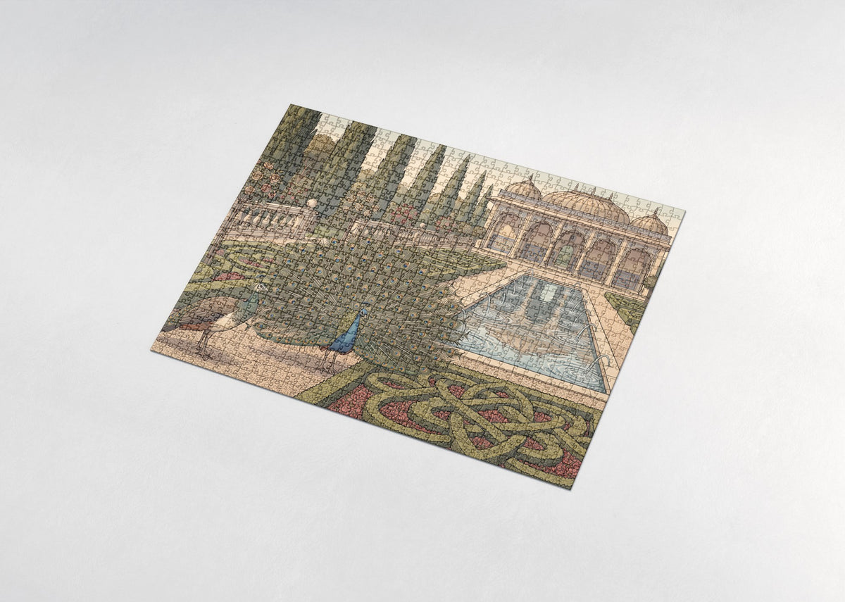 Peacock Displaying in the Palace Garden jigsaw puzzle - assembled puzzle