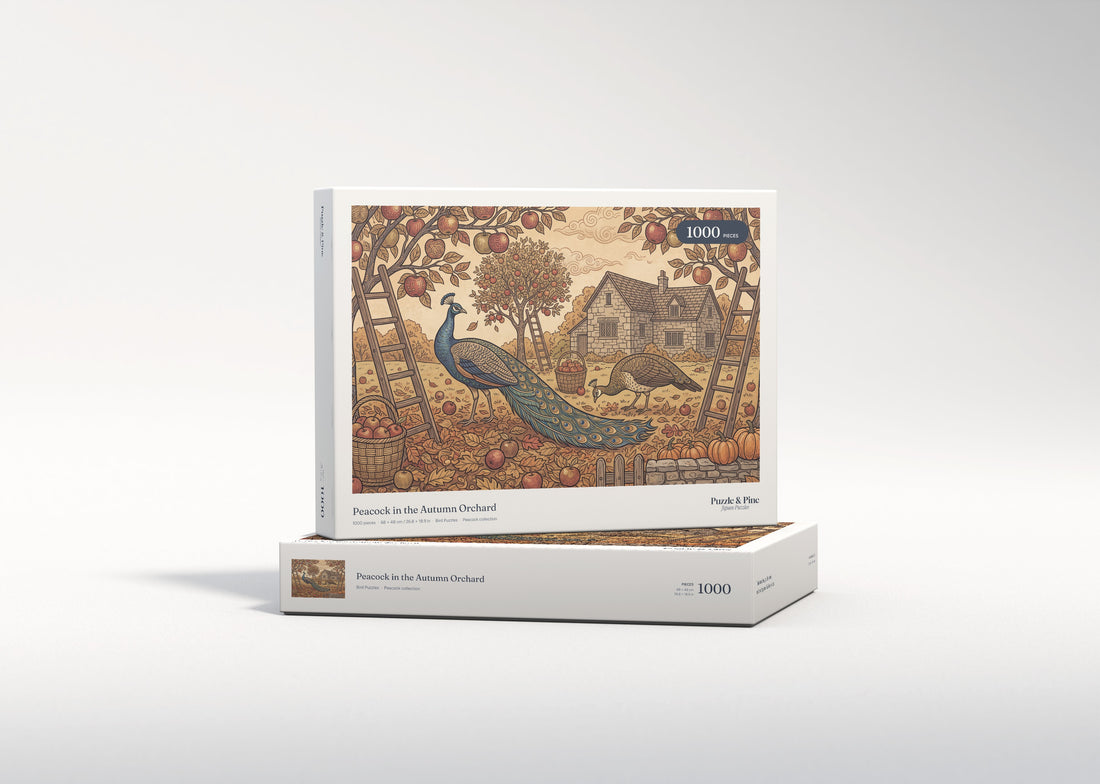 Peacock in the Autumn Orchard jigsaw puzzle - gift box