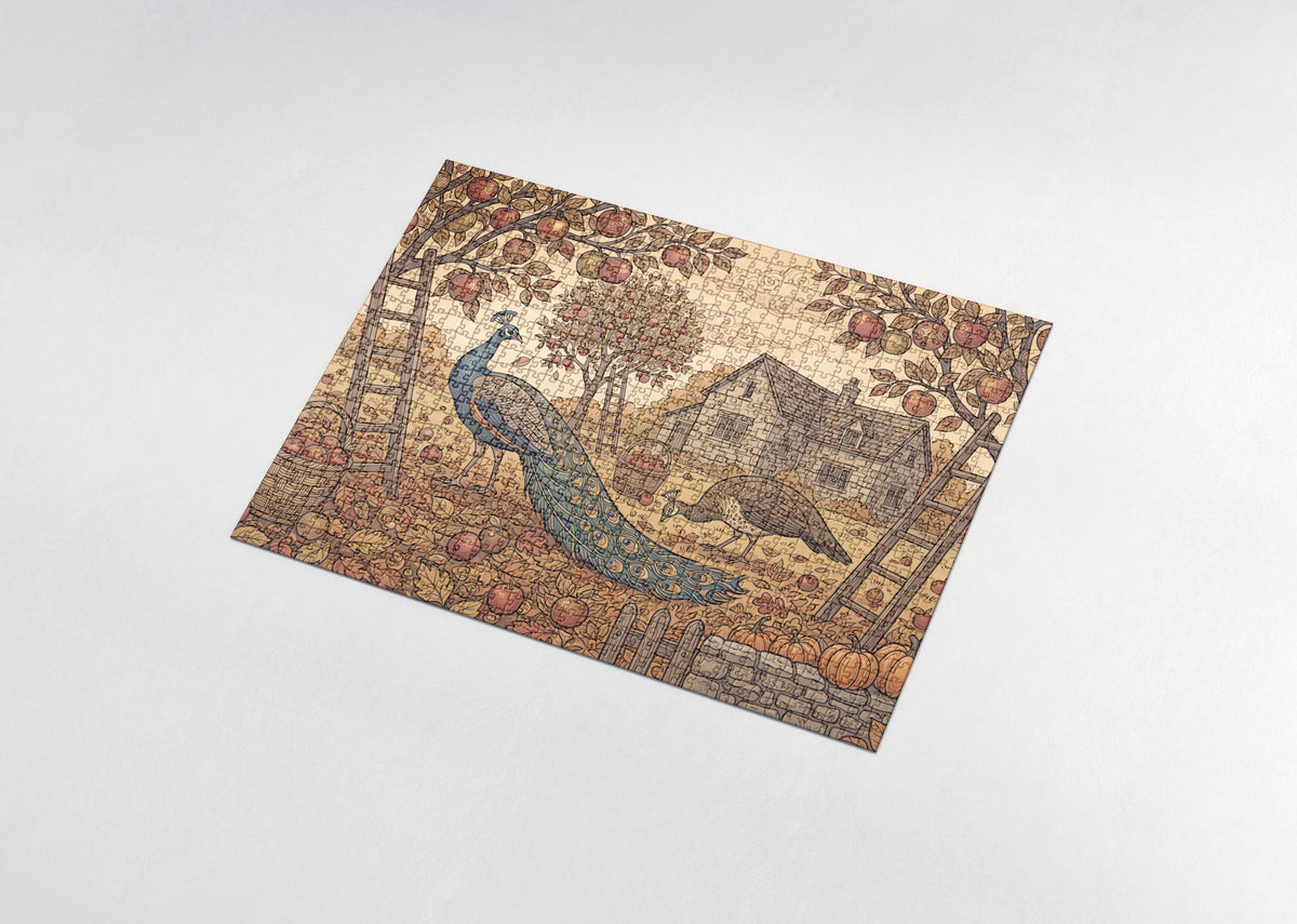 Peacock in the Autumn Orchard jigsaw puzzle - assembled puzzle