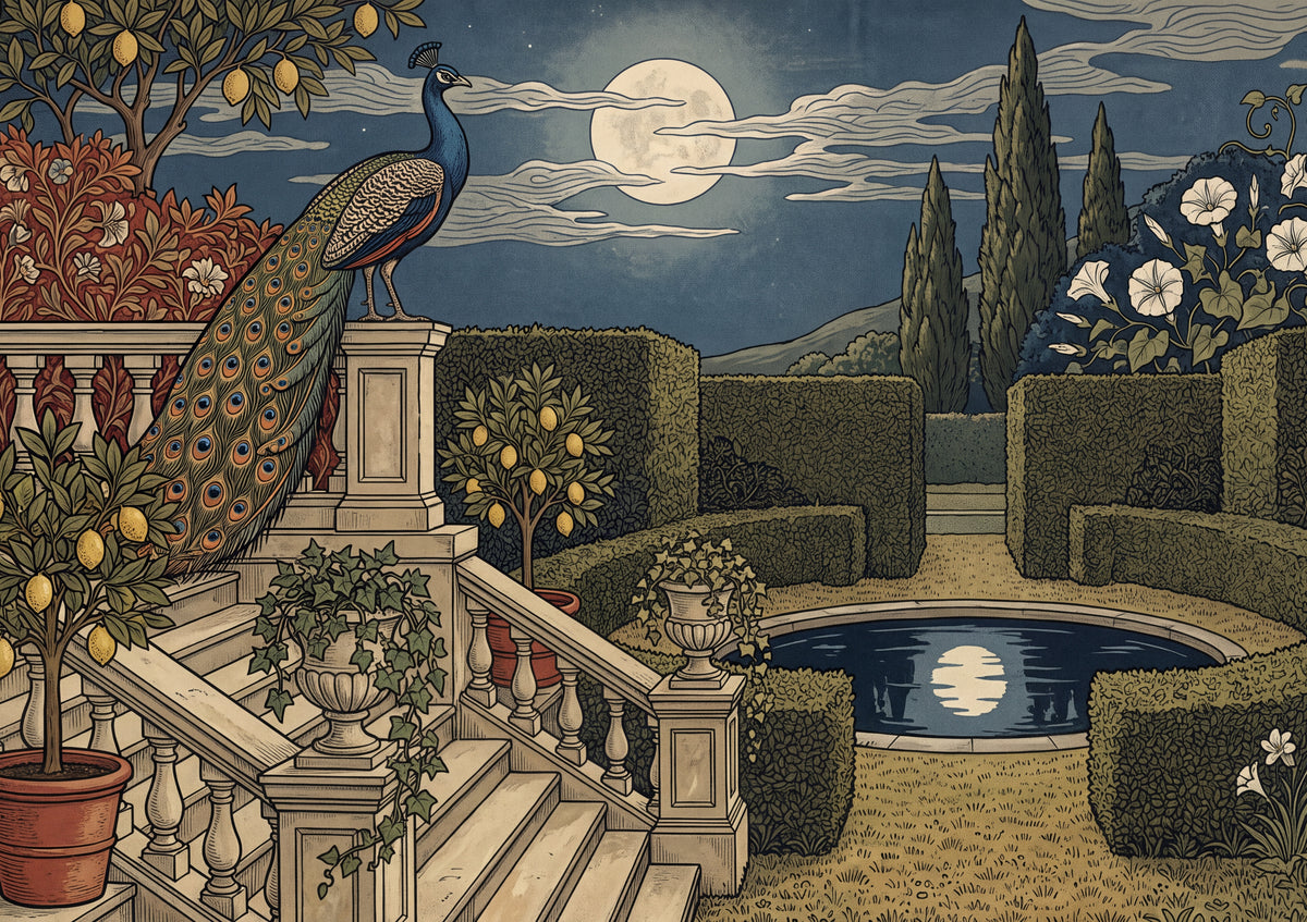 Peacock on the Moonlit Terrace jigsaw puzzle