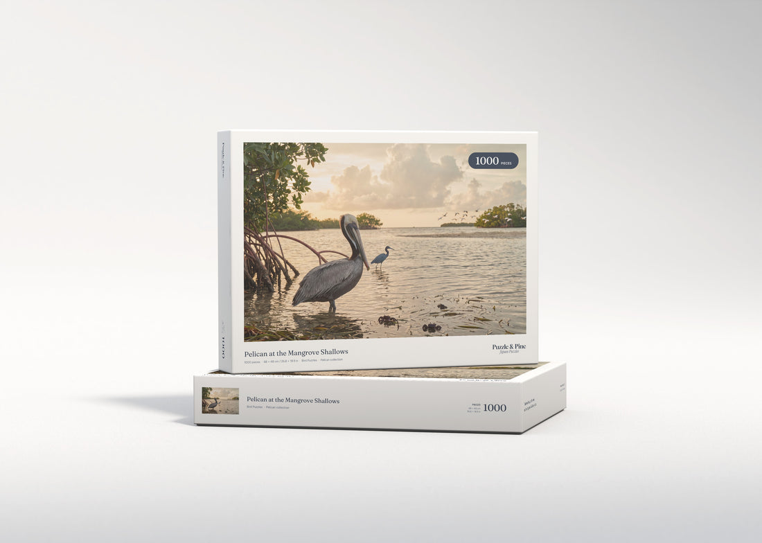 Pelican at the Mangrove Shallows jigsaw puzzle - gift box