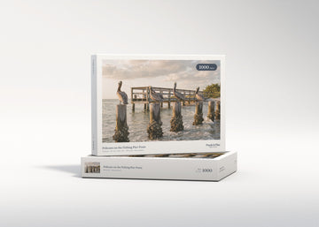 Pelicans on the Fishing Pier Posts jigsaw puzzle - gift box