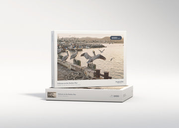 Pelicans on the Harbor Pier jigsaw puzzle - gift box