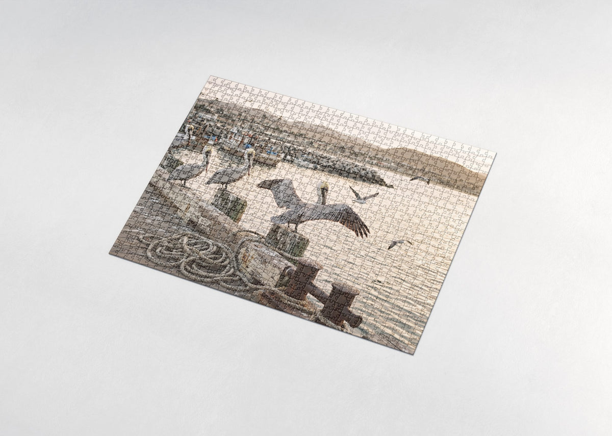 Pelicans on the Harbor Pier jigsaw puzzle - assembled puzzle