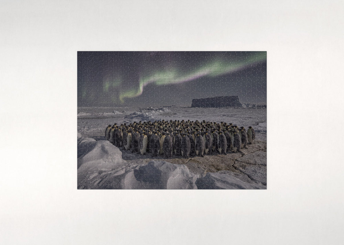 Penguins Under the Southern Lights jigsaw puzzle - flat puzzle