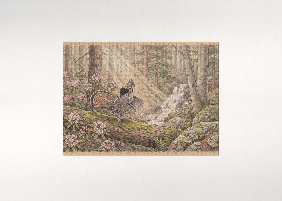 Pennsylvania State Bird and Flower: Ruffed Grouse and Mountain Laurel jigsaw puzzle - flat puzzle