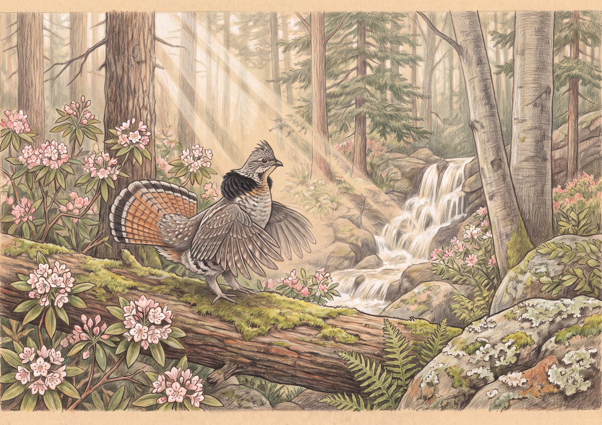 Pennsylvania State Bird and Flower: Ruffed Grouse and Mountain Laurel jigsaw puzzle