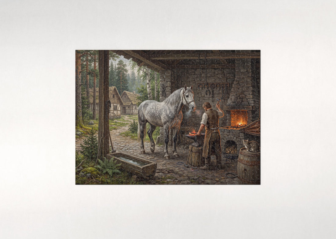 Percheron at the Village Forge jigsaw puzzle - gift box