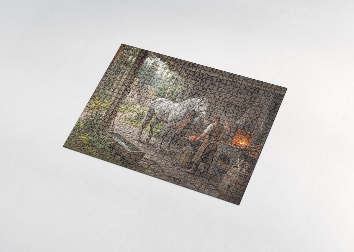 Percheron at the Village Forge jigsaw puzzle - assembled puzzle