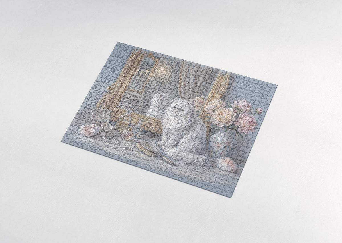 Persian Cat At the Vanity Mirror jigsaw puzzle - assembled puzzle