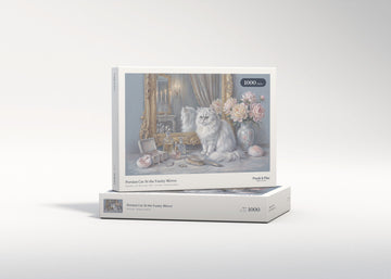 Persian Cat At the Vanity Mirror jigsaw puzzle - gift box