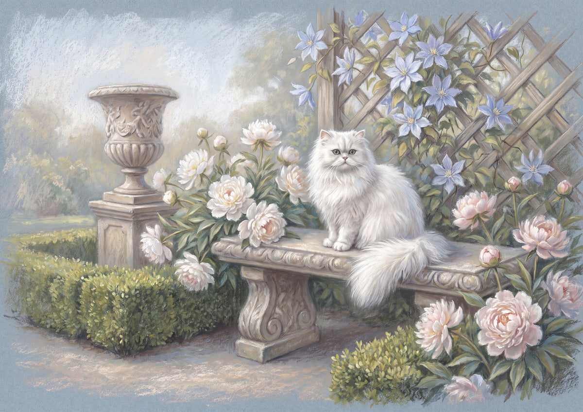 Persian Cat In the Peony Garden jigsaw puzzle