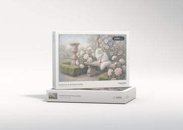 Persian Cat In the Peony Garden jigsaw puzzle - gift box