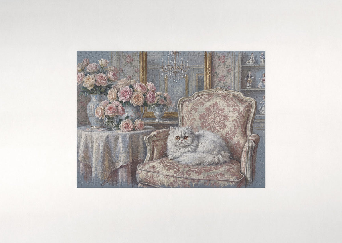 Persian Cat In the Rose Salon jigsaw puzzle - flat puzzle