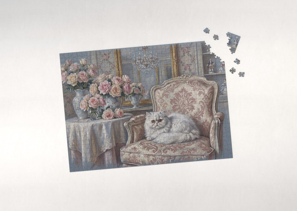 Persian Cat In the Rose Salon jigsaw puzzle - puzzle with loose pieces