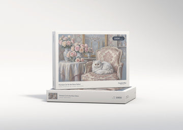 Persian Cat In the Rose Salon jigsaw puzzle - gift box