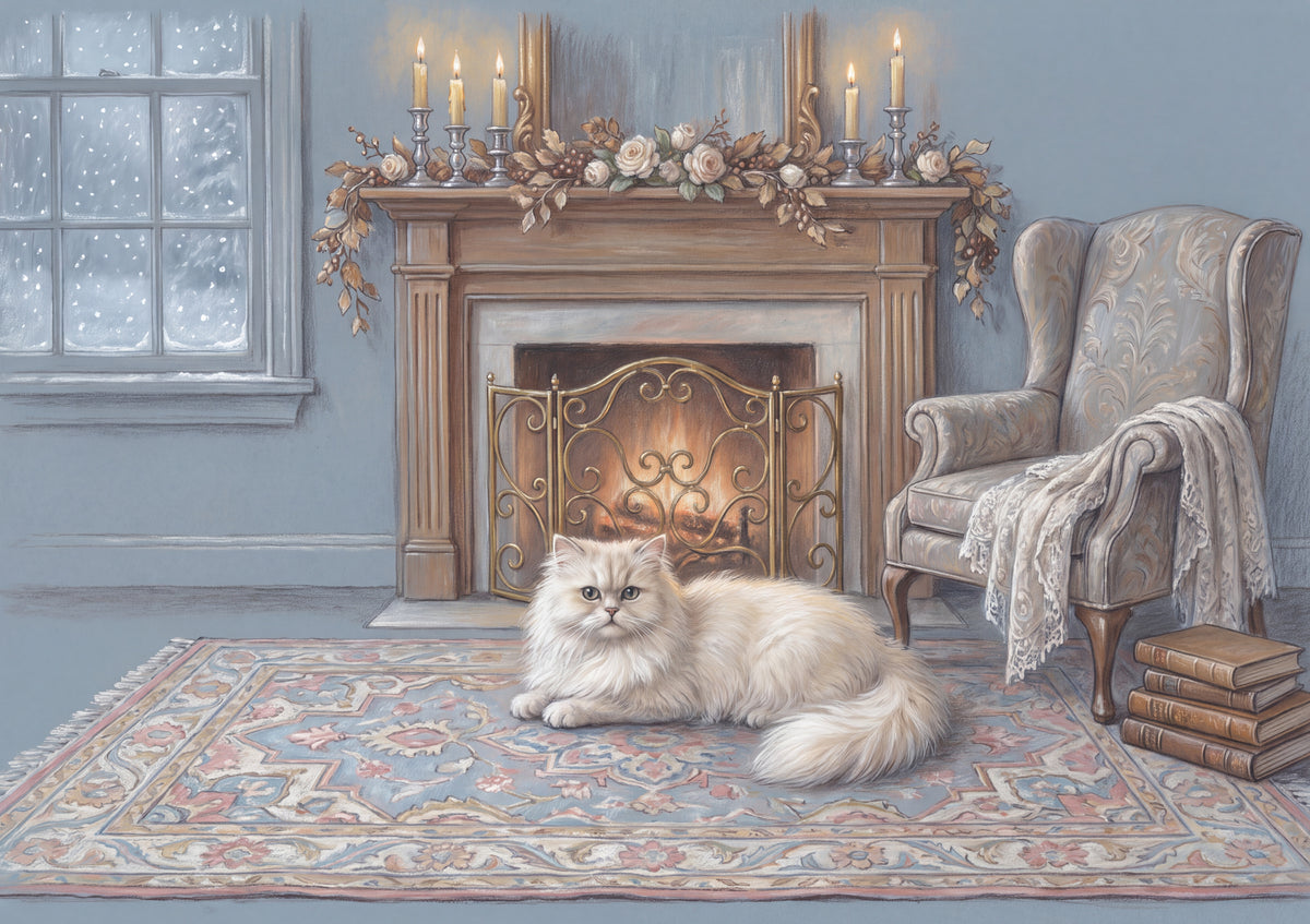Persian Cat On the Persian Rug by the Fire jigsaw puzzle