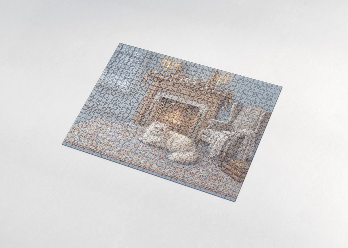 Persian Cat On the Persian Rug by the Fire jigsaw puzzle - assembled puzzle