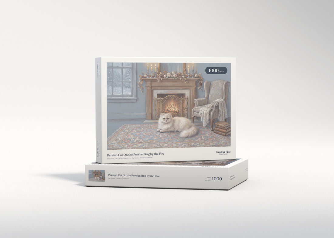 Persian Cat On the Persian Rug by the Fire jigsaw puzzle - gift box
