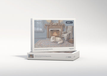 Persian Cat On the Persian Rug by the Fire jigsaw puzzle - gift box