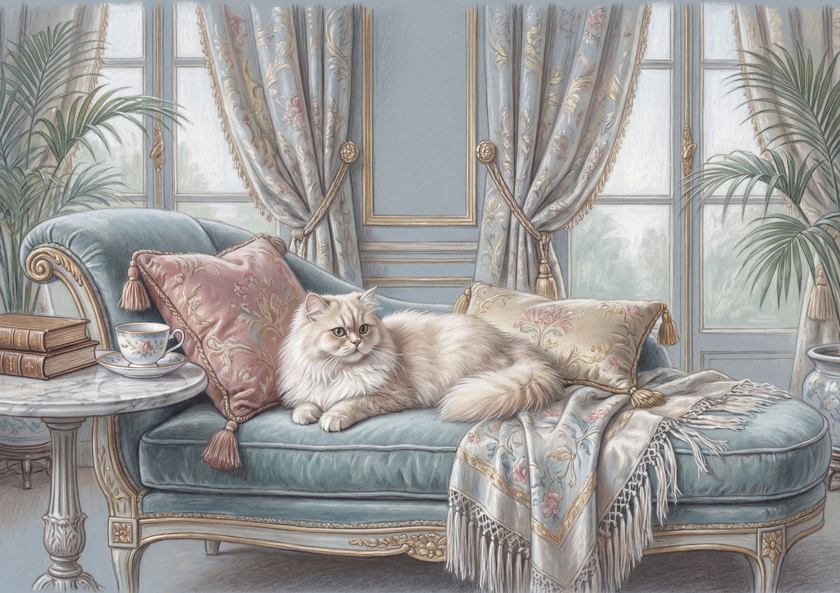 Persian Cat On the Velvet Chaise jigsaw puzzle