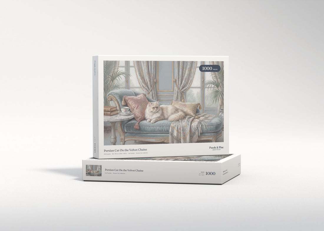Persian Cat On the Velvet Chaise jigsaw puzzle - gift box