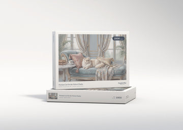 Persian Cat On the Velvet Chaise jigsaw puzzle - gift box