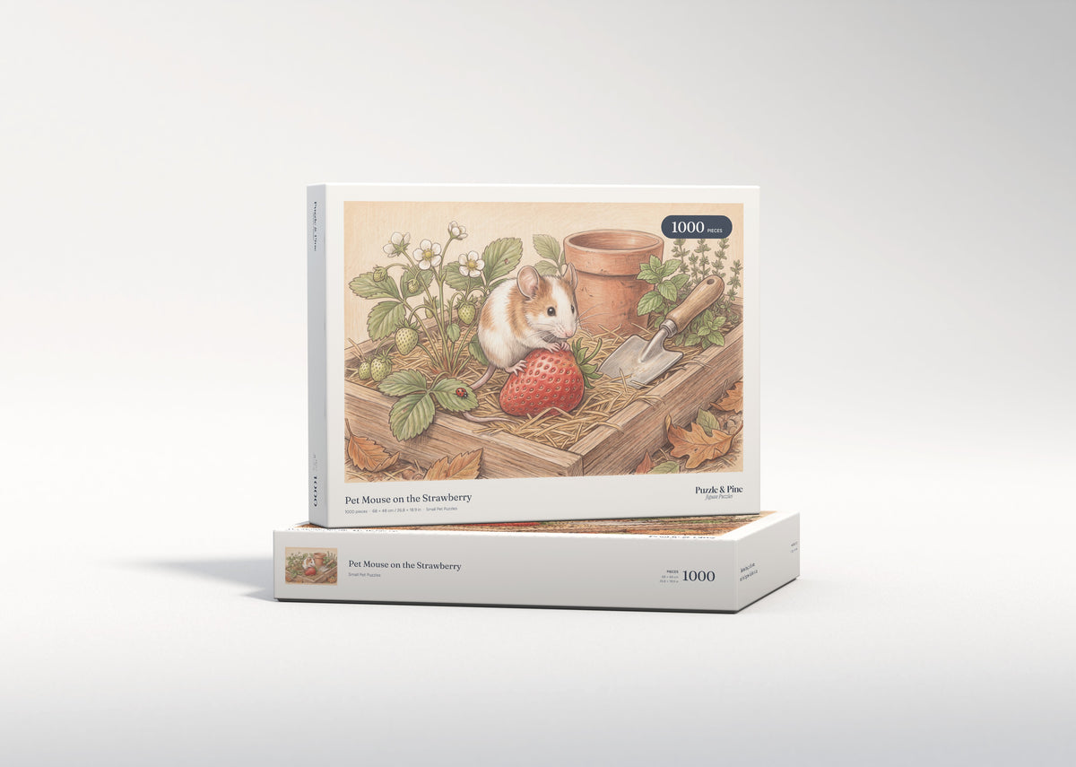 Pet Mouse on the Strawberry jigsaw puzzle - gift box
