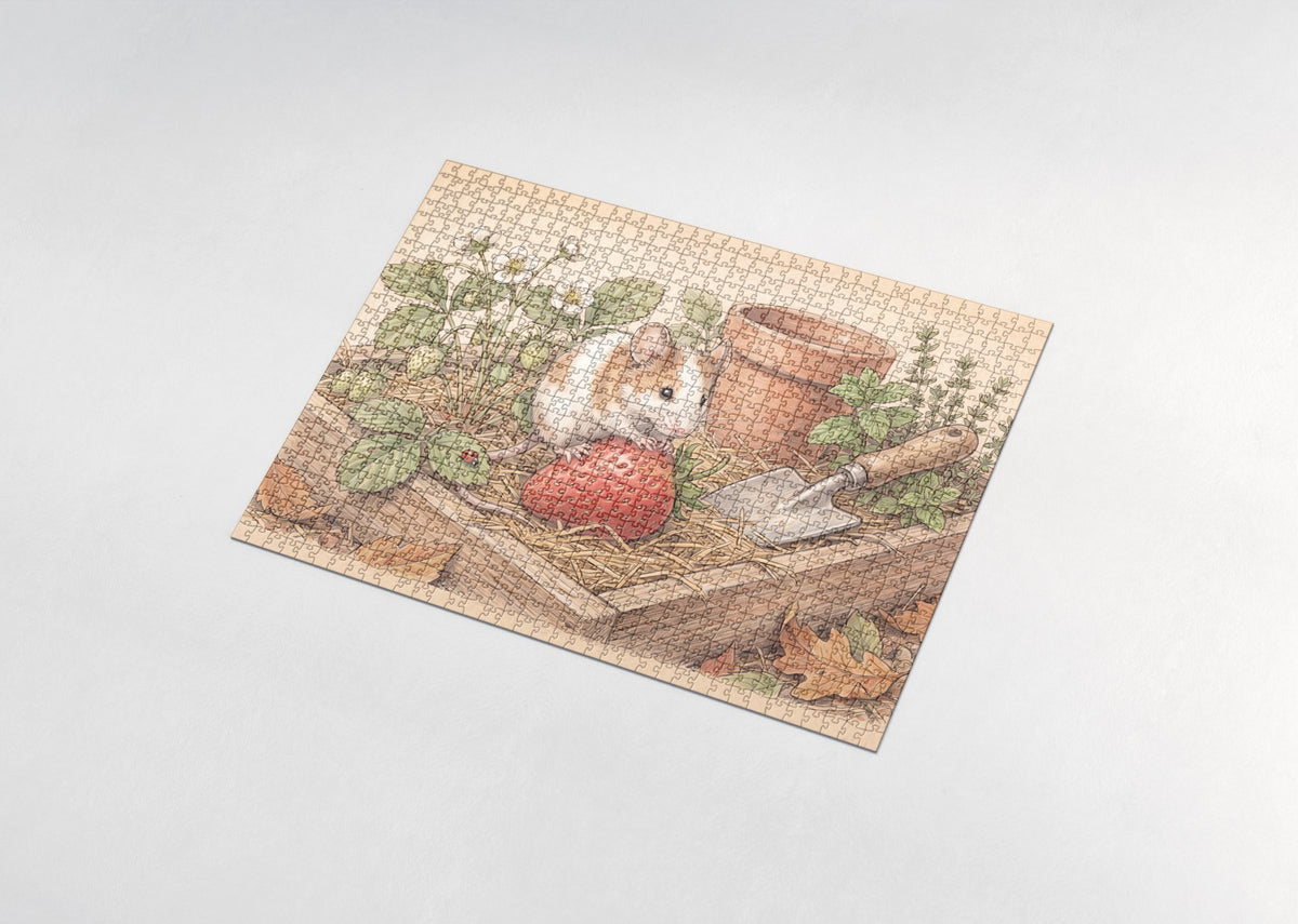 Pet Mouse on the Strawberry jigsaw puzzle - assembled puzzle