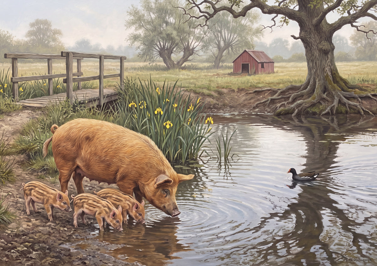 Pig Family at the Farm Pond jigsaw puzzle