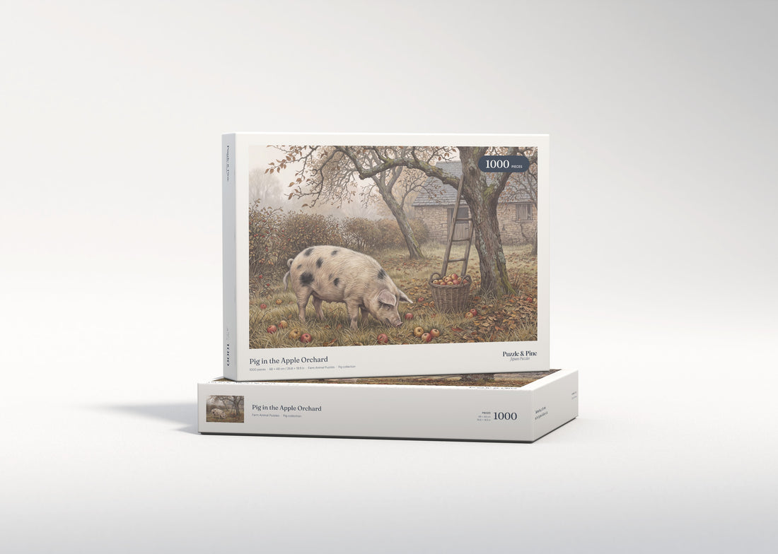 Pig in the Apple Orchard jigsaw puzzle - gift box