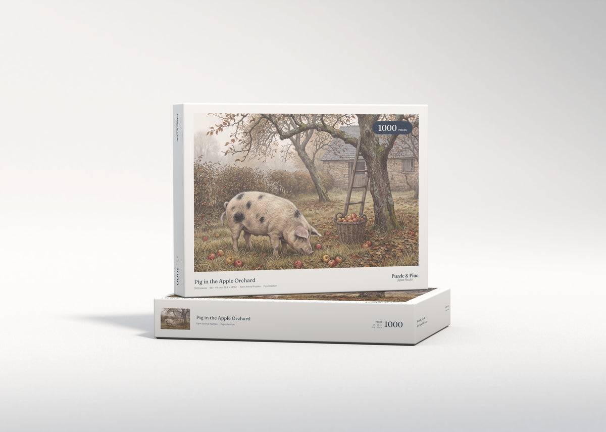 Pig in the Apple Orchard jigsaw puzzle - gift box