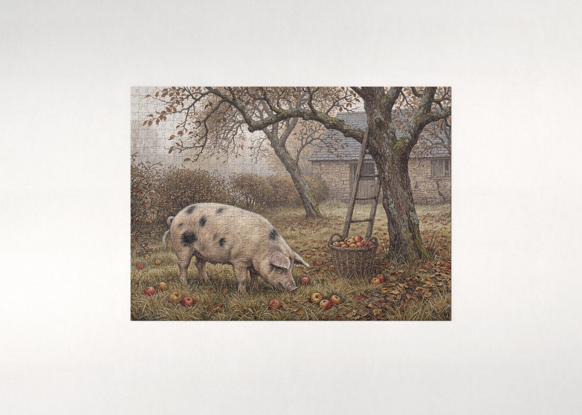 Pig in the Apple Orchard jigsaw puzzle - flat puzzle