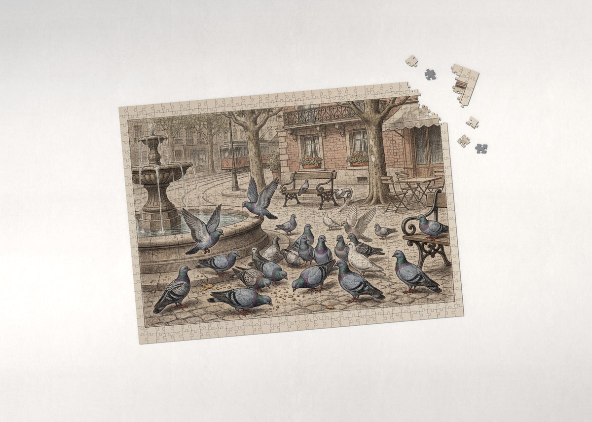 Pigeons on the City Square jigsaw puzzle - puzzle with loose pieces