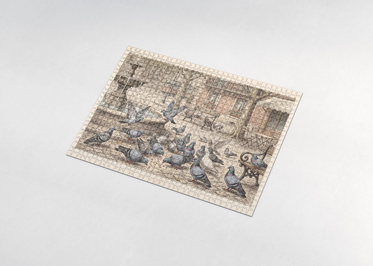 Pigeons on the City Square jigsaw puzzle - assembled puzzle
