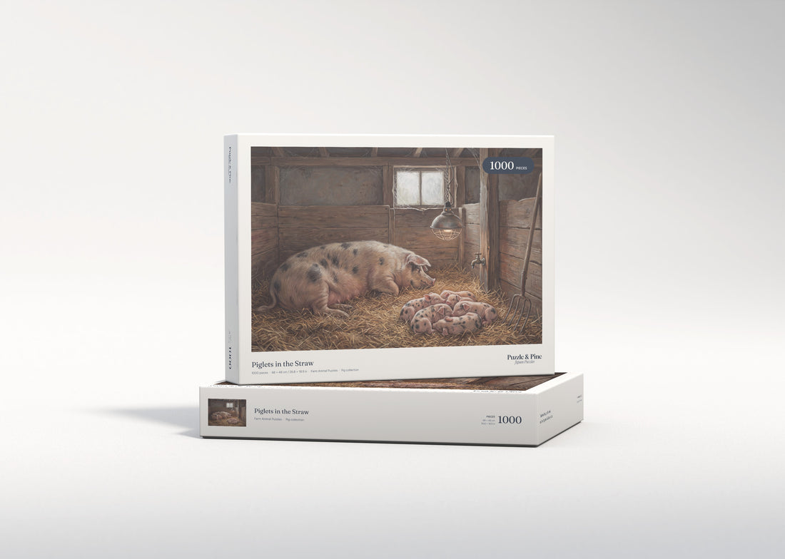 Piglets in the Straw jigsaw puzzle - gift box