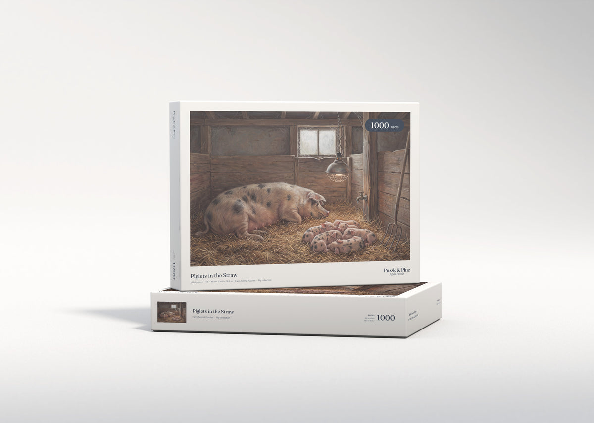 Piglets in the Straw jigsaw puzzle - gift box
