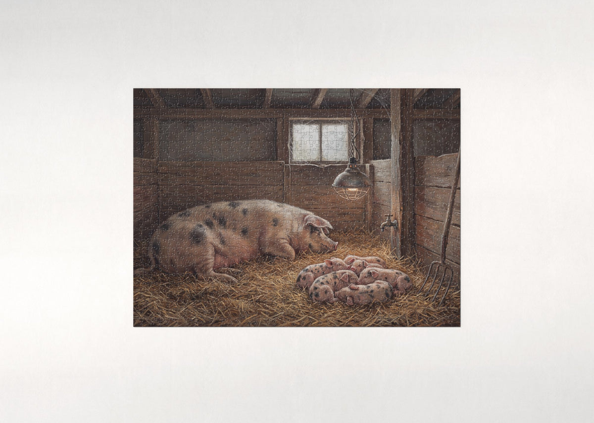 Piglets in the Straw jigsaw puzzle - flat puzzle