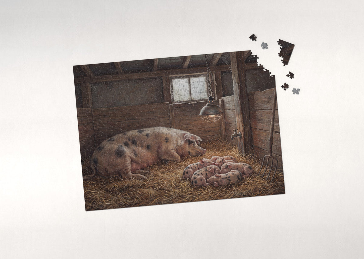 Piglets in the Straw jigsaw puzzle - puzzle with loose pieces