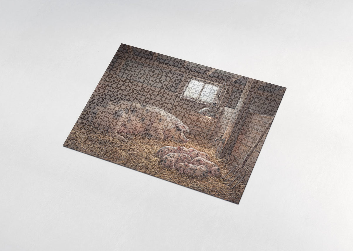 Piglets in the Straw jigsaw puzzle - assembled puzzle