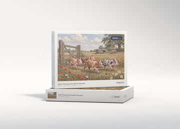 Piglets Running Through the Meadow jigsaw puzzle - gift box