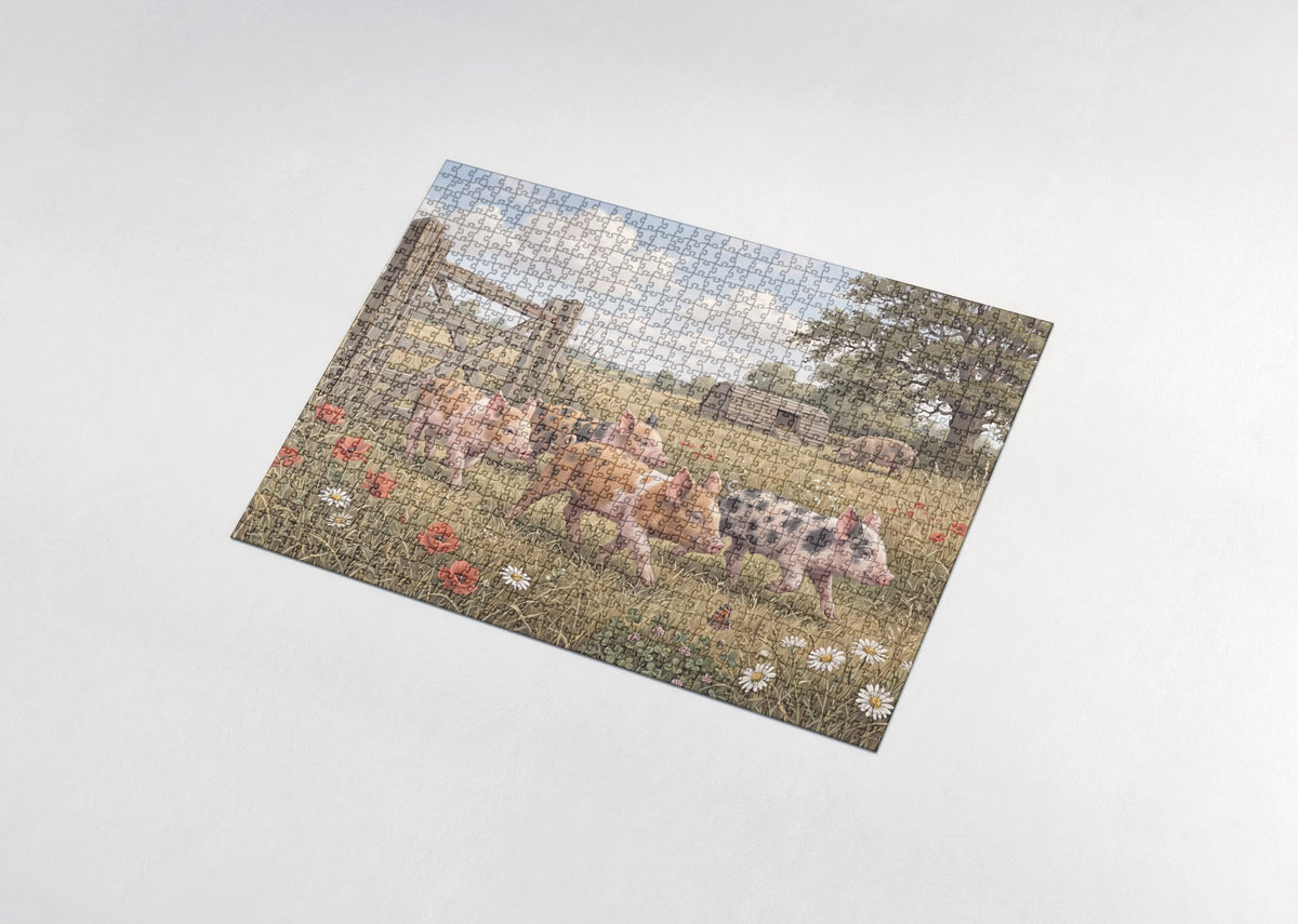 Piglets Running Through the Meadow jigsaw puzzle - assembled puzzle