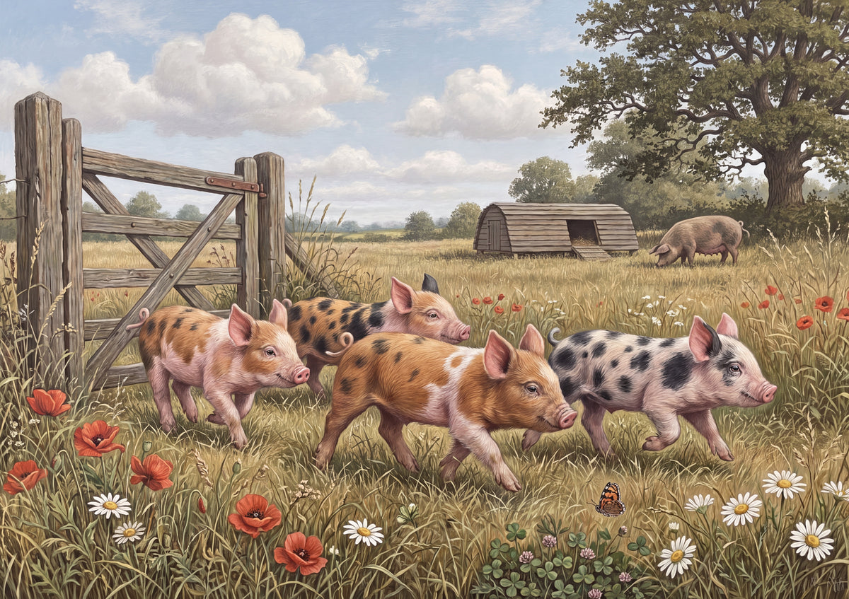 Piglets Running Through the Meadow jigsaw puzzle