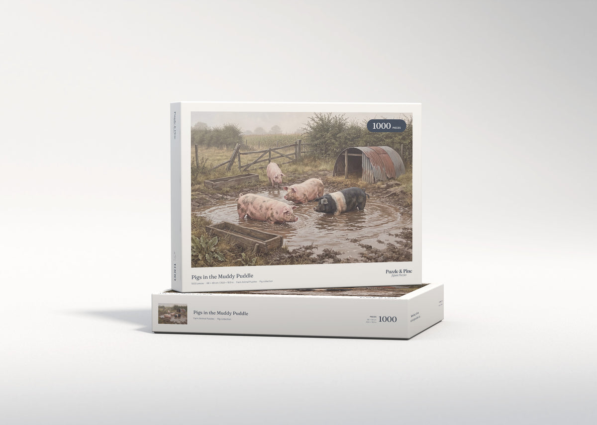 Pigs in the Muddy Puddle jigsaw puzzle - gift box