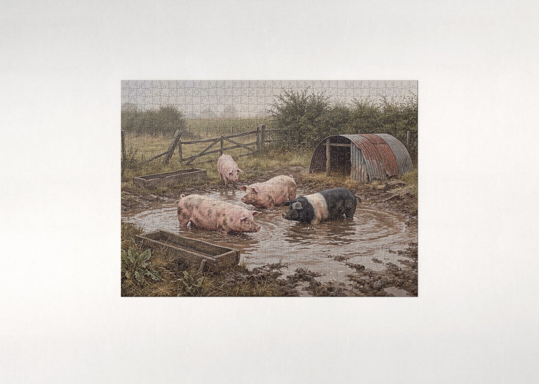 Pigs in the Muddy Puddle jigsaw puzzle - gift box