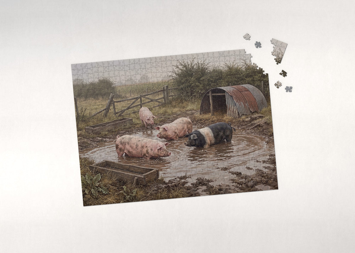 Pigs in the Muddy Puddle jigsaw puzzle - puzzle with loose pieces