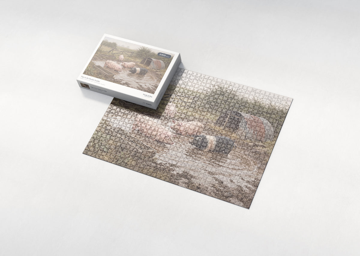 Pigs in the Muddy Puddle jigsaw puzzle - box and puzzle
